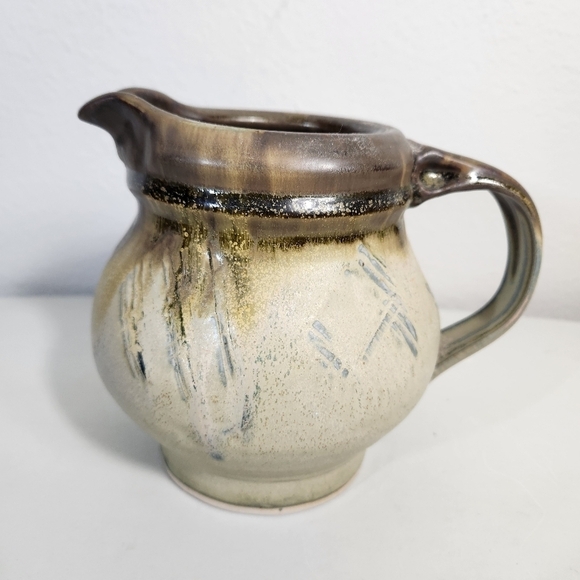 Artisan Studio Handmade Stoneware Pottery Brutalist Signed Pitcher - Picture 2 of 9